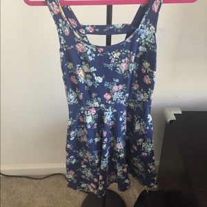 Navy floral dress with beautiful cutouts on back