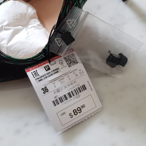 Zara Leather Tropical Pineapple Palm Heels - Picture 8 of 8