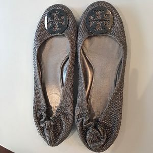Silver/ gunmetal Tory Burch Ballet Flats- Size 10