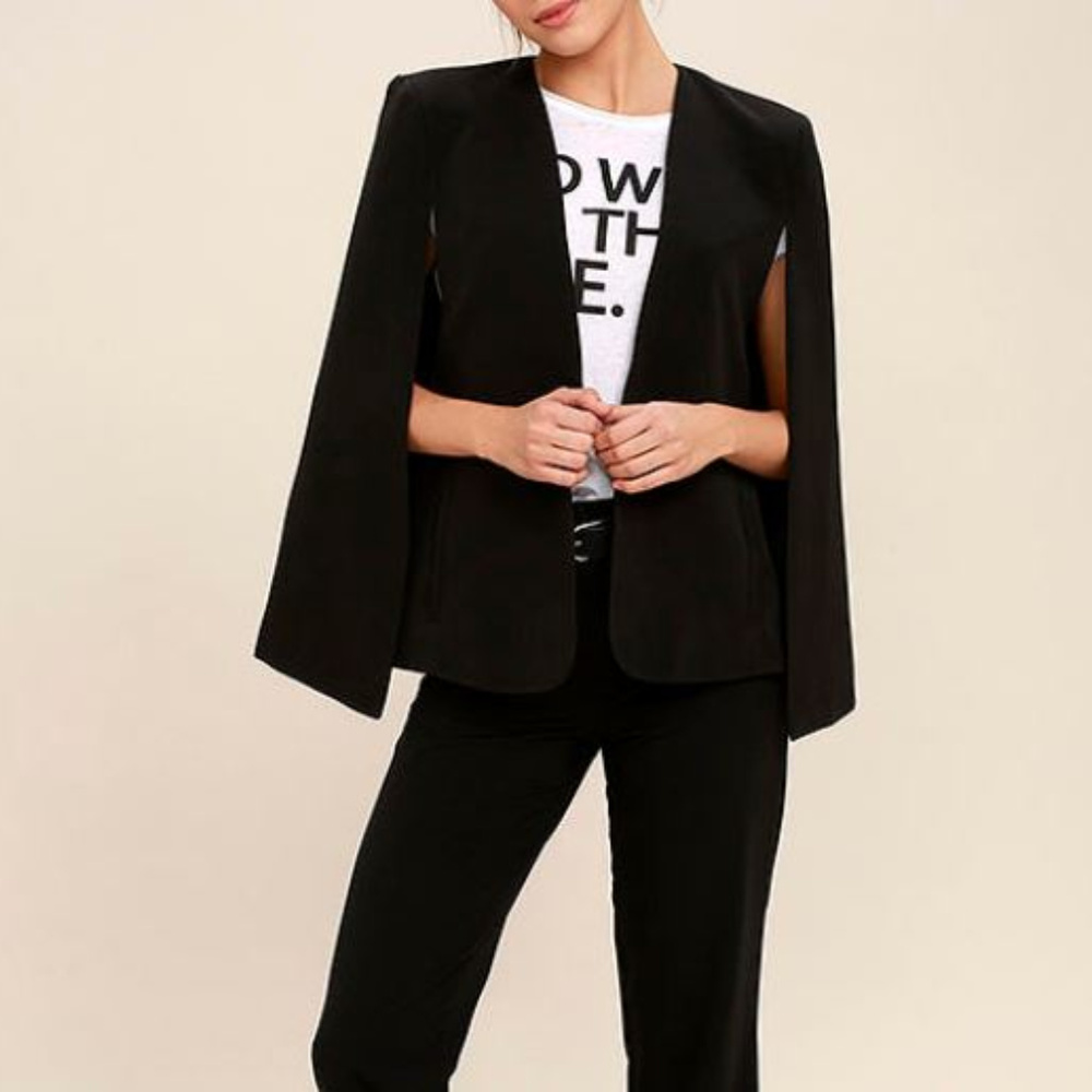 Lulus Dressy Black Cape Jacket