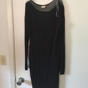 Black long sleeve mesh dress