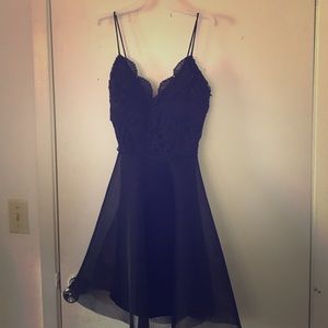 Black mesh babydoll dress
