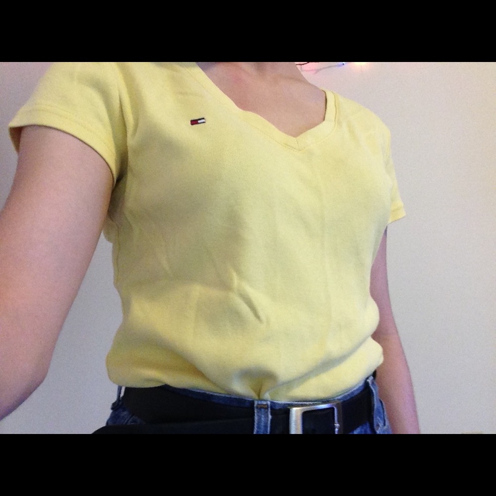 Yellow Tommy Hilfiger v neck shirt