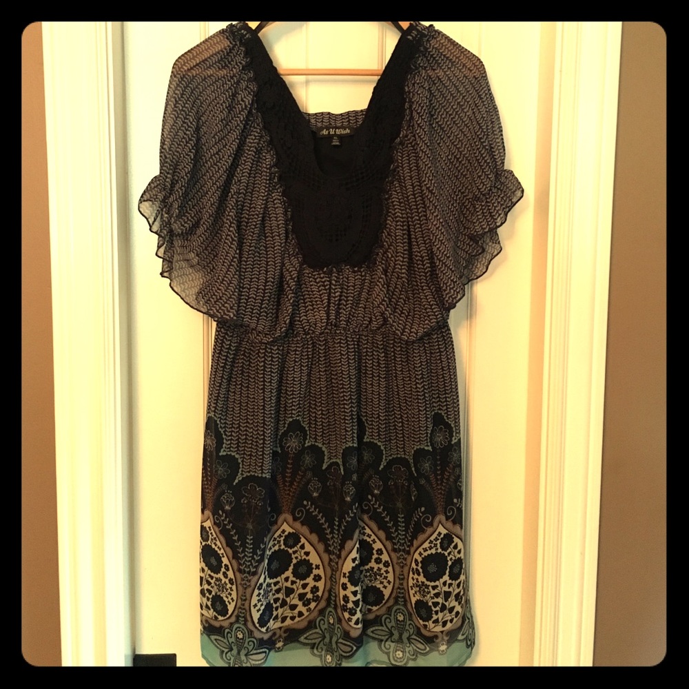 Fun and Flirty! Navy Blue Paisley Dress