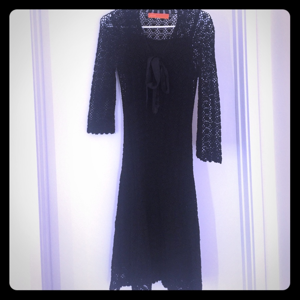 Cynthia Steffe black sweater dress with slip.