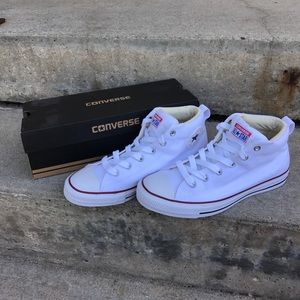Brand new in box white converse high tops