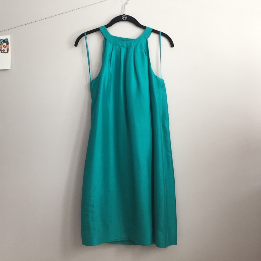 J. Crew Formal Silk Teal Dress Size Four Tall