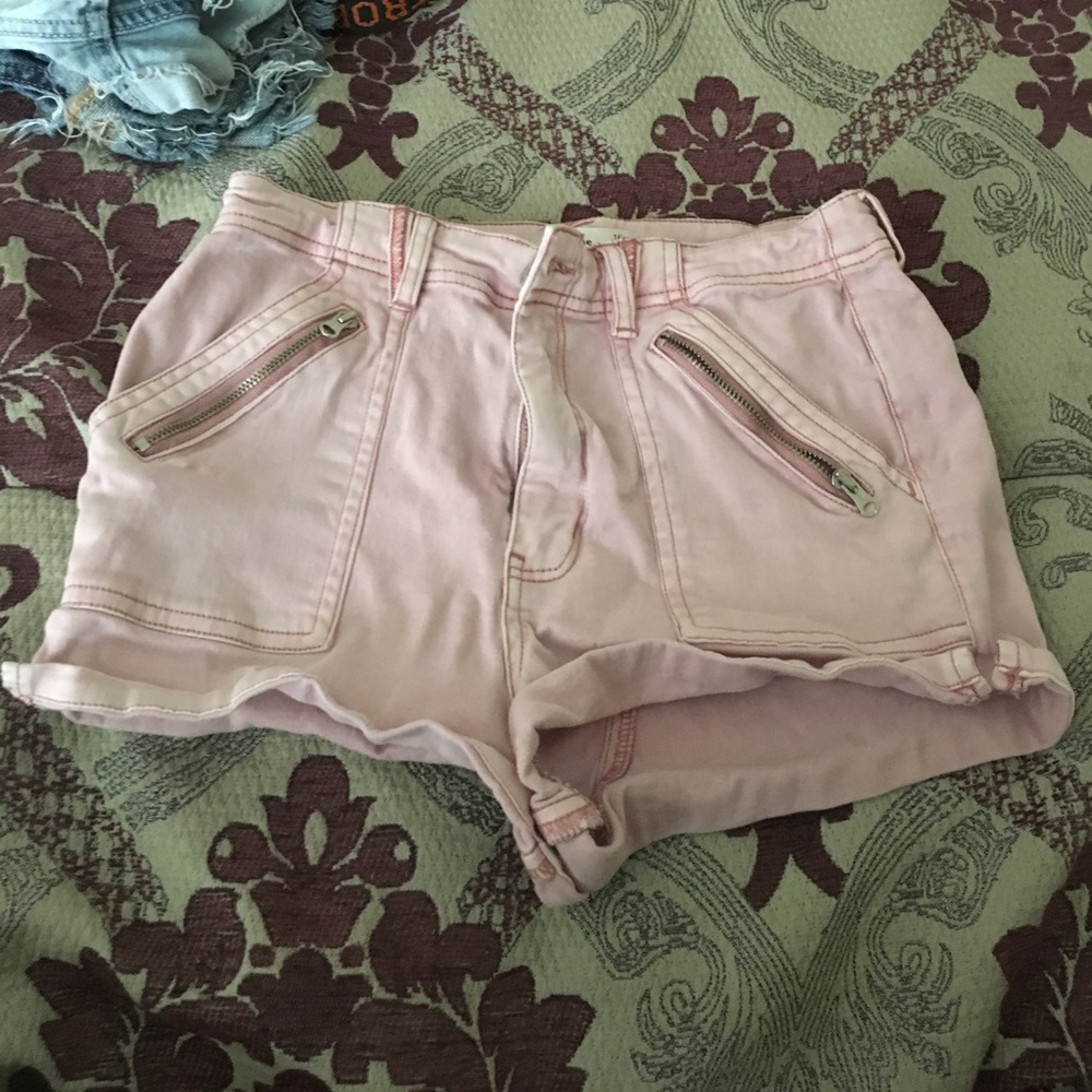 A&F light pink jean shorts