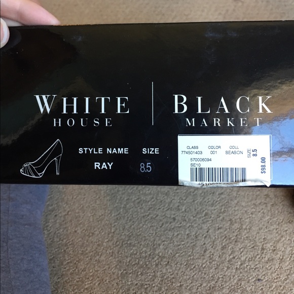 Black satin peep toe platform heels - Picture 8 of 8