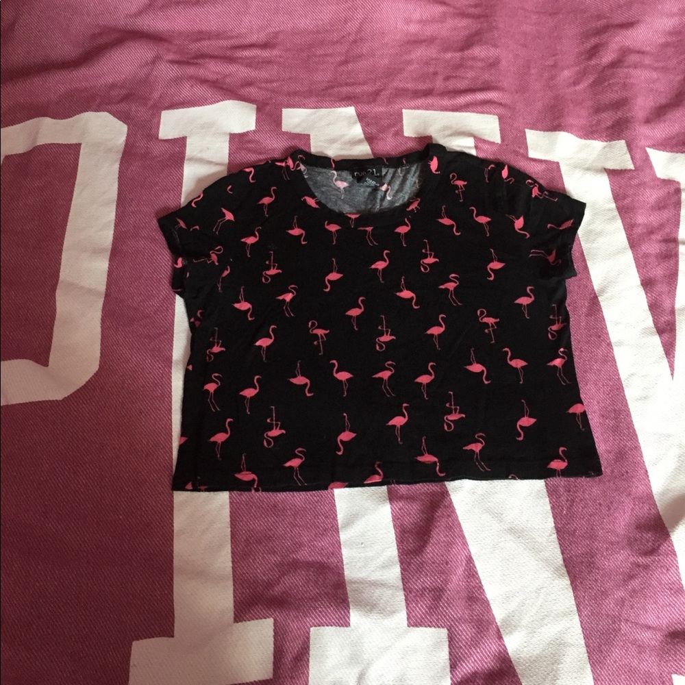 Pink &' Black Flamingo Crop Top 😊
