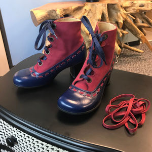 Fluevog  Operetta Bordoni Navy/Red Womens 9 Shoe