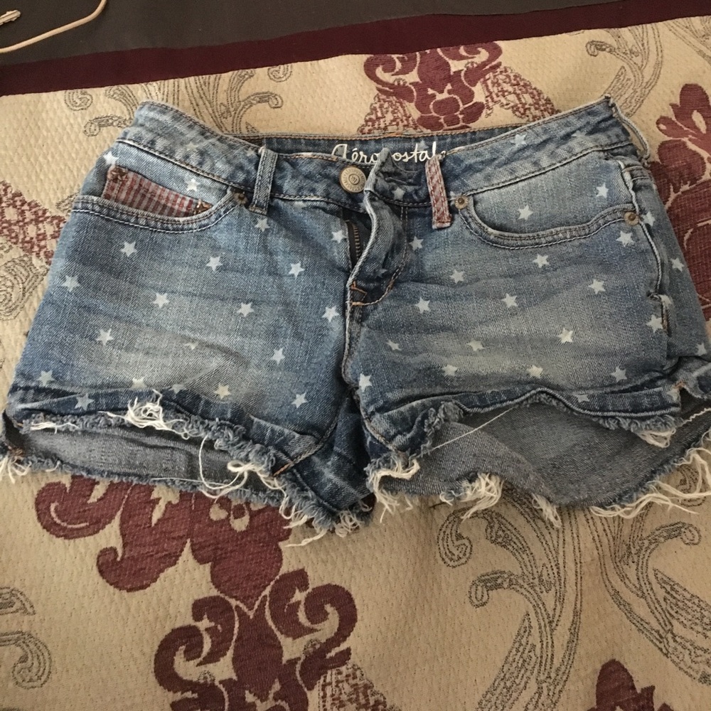 Red&white&blue jean shorts