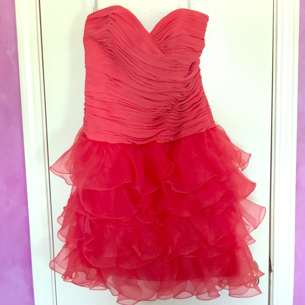 David's Bridal Coral Mini Dress