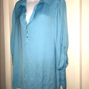 Lilly Pulitzer Blouse Gold Buttons Sleeve Sz L b1