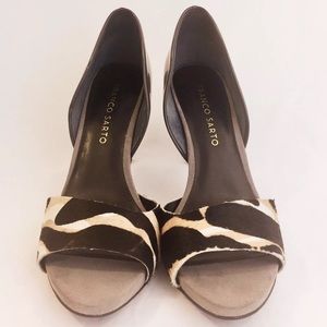 Franco Sarto Shoes - Franco Sarto Patent & Cowhide Peep Toe Pumps Franco Sarto Shoes - Franco Sarto Patent & Cowhide Peep Toe Pumps