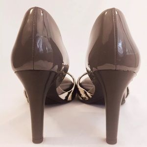 Franco Sarto Shoes - Franco Sarto Patent & Cowhide Peep Toe Pumps Franco Sarto Shoes - Franco Sarto Patent & Cowhide Peep Toe Pumps