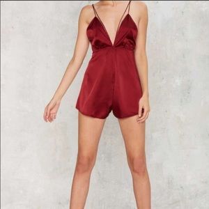 Holiday 🎄 Burgundy Silk Romper