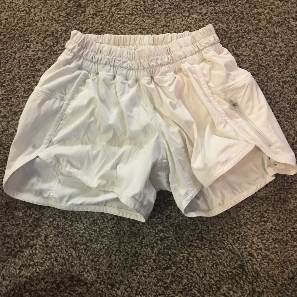 White lululemon running shorts