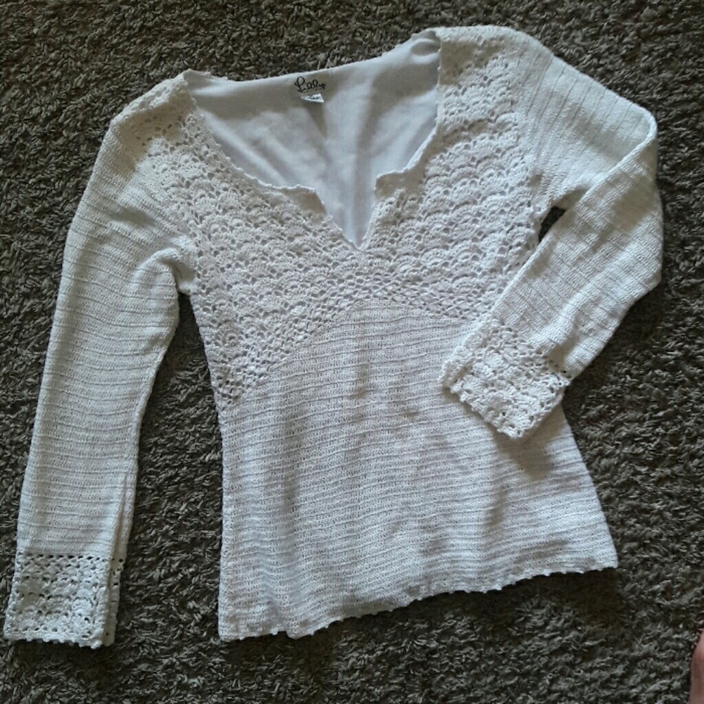 Lilly Pulitzer crochet white top