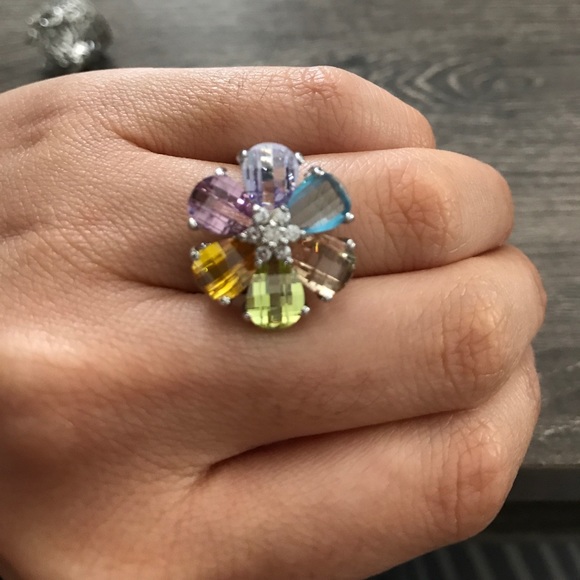 Rainbow flower crystal ring - Picture 3 of 3