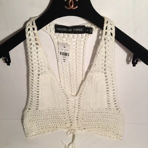 NWT House of Three Crochet Razor Back Halter atop