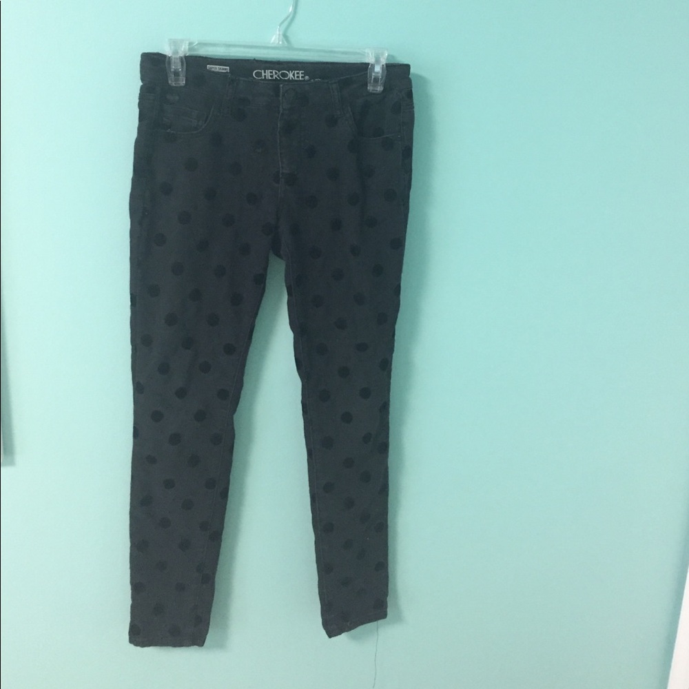 Black Polka Dotted Super Skinny Jeans