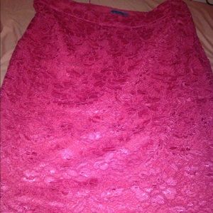 Red lace skirt