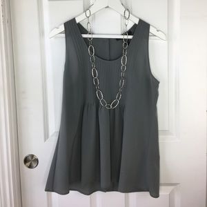 Kenneth Cole Pleated Gray Sleeveless Blouse (NWT)