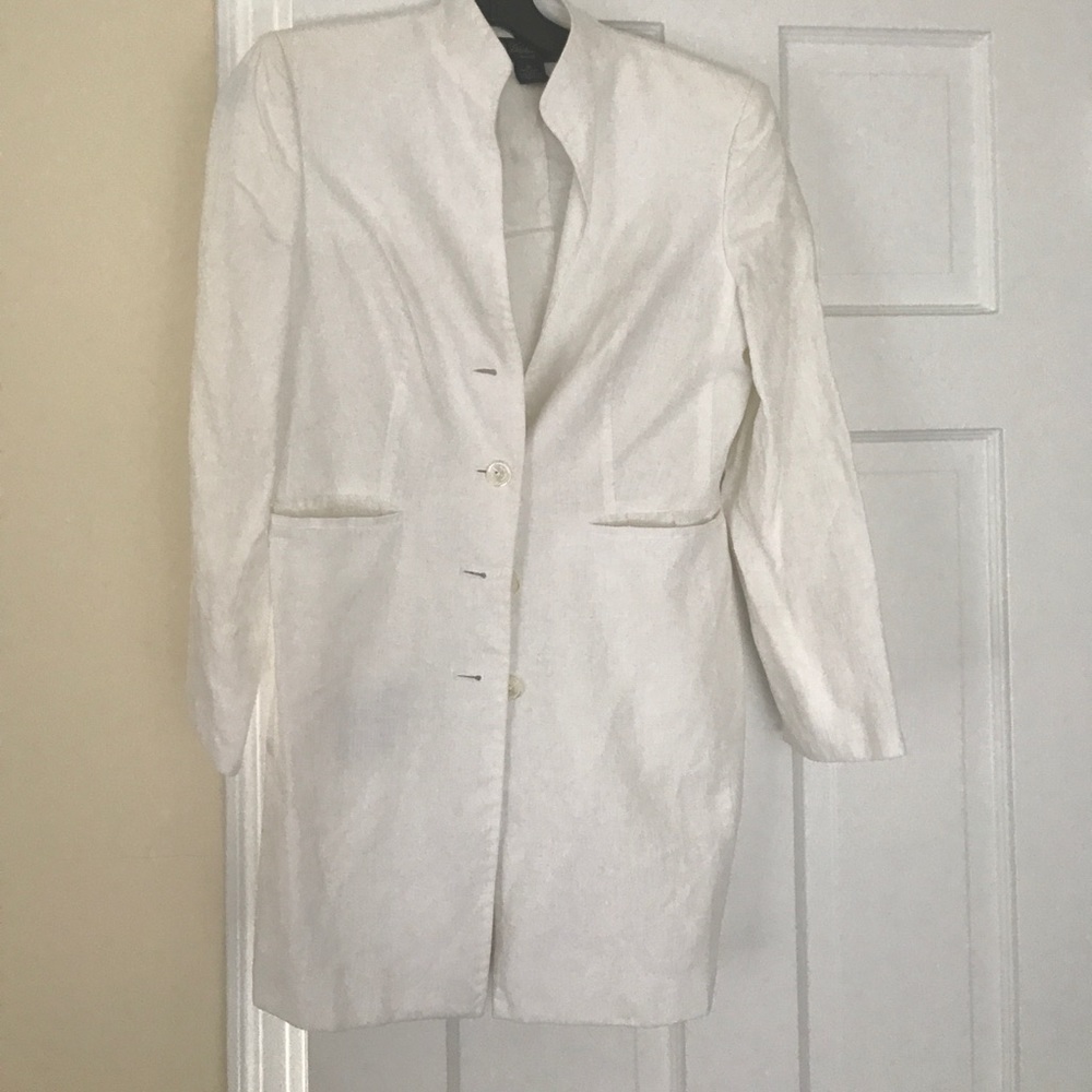 White linen long Blazer