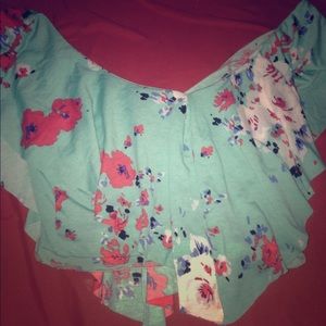 Turquoise flowy crop top