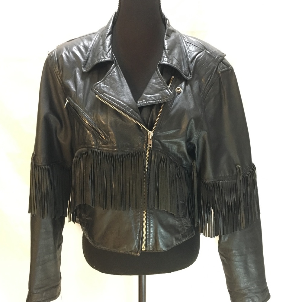 Vintage Dallas Leather Fringe Jacket  tagged XL