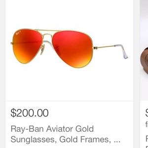 Authentic Ray Bans Red/ Orange flash aviators