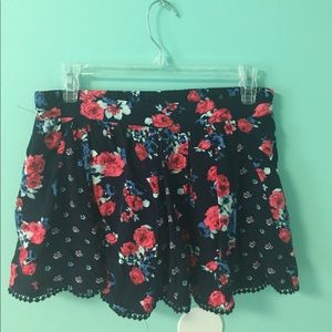 Navy Blue Skort with Blue and Red Flowers