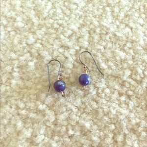 Blue ball earrings