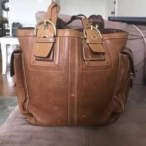 Brown leather coach bag