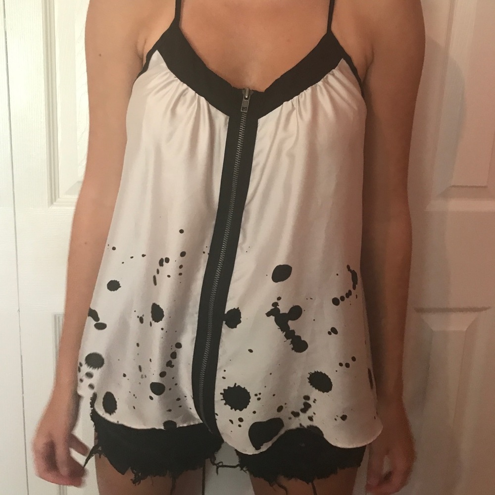 Black and white splatter tank top