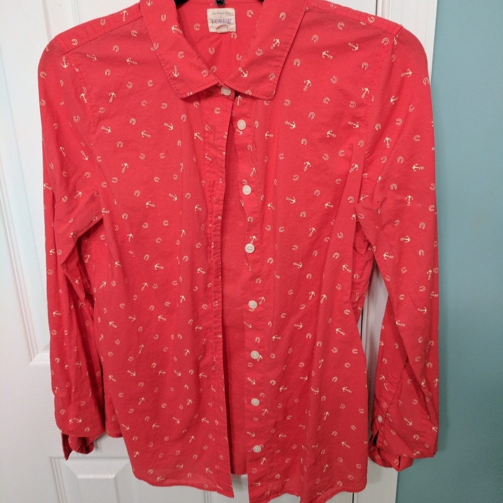🌟🌟Red/Orange J. Crew "The Perfect Shirt"