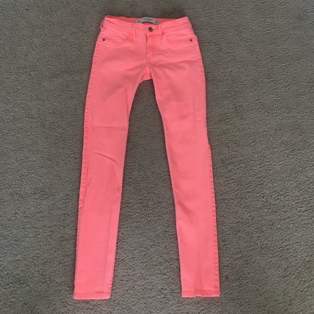 Abercrombie & Fitch bright coral jeans