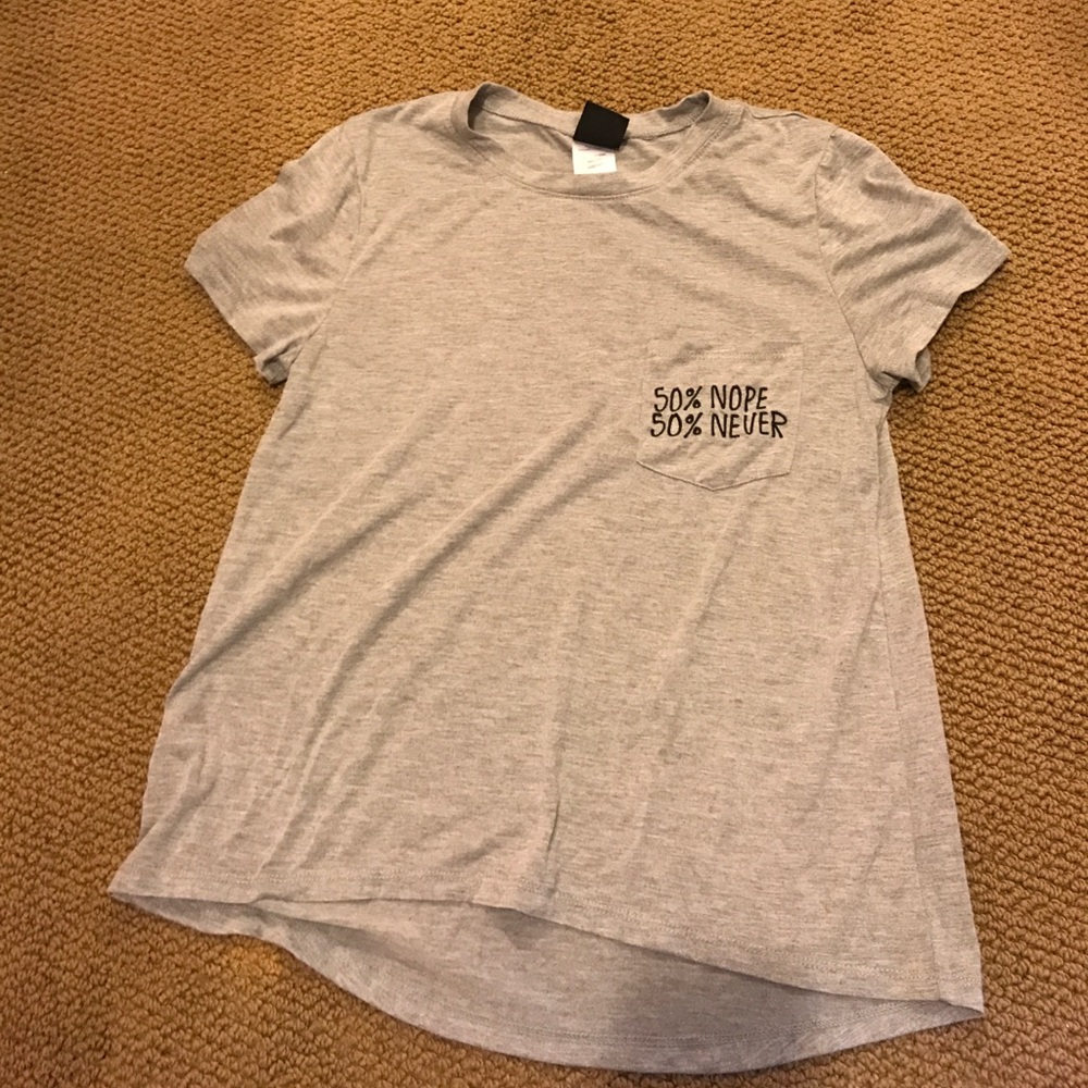 Nope Never gray pocket tee