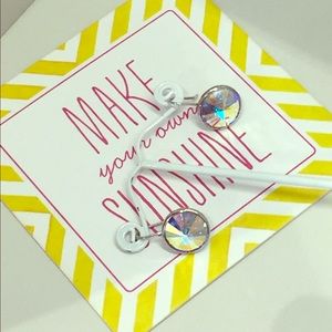 Clear Faux Crystal Earrings & Sterling Silver Ring