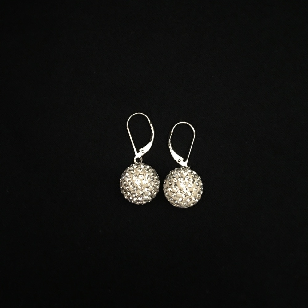 NWOT SVR Sterling Silver Crystal Ball Earrings