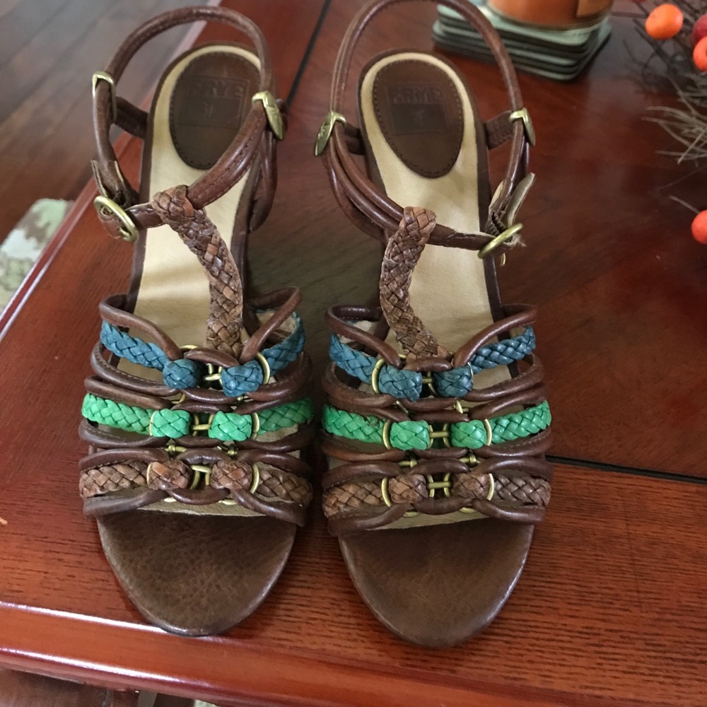 Women's frye leather wedges