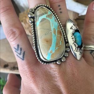 Huge Royston Ribbon Turquoise silver ring
