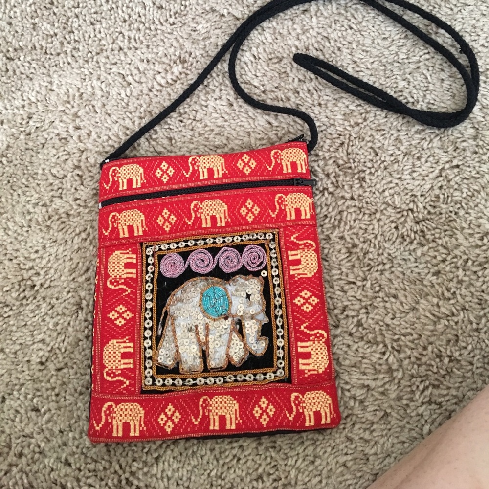Handmade purse with elephant embellishment