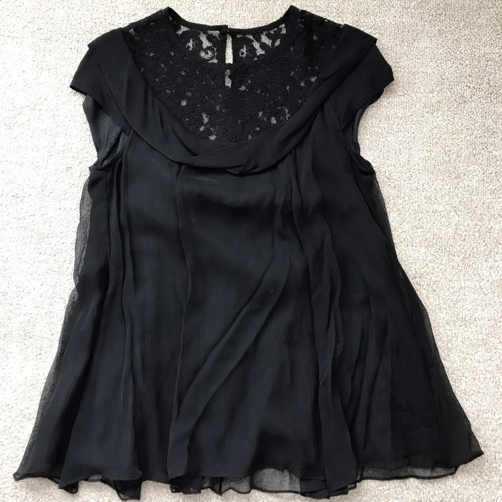 Nanette Lepore silk and lace black top