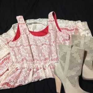 Lace Dress with red lining