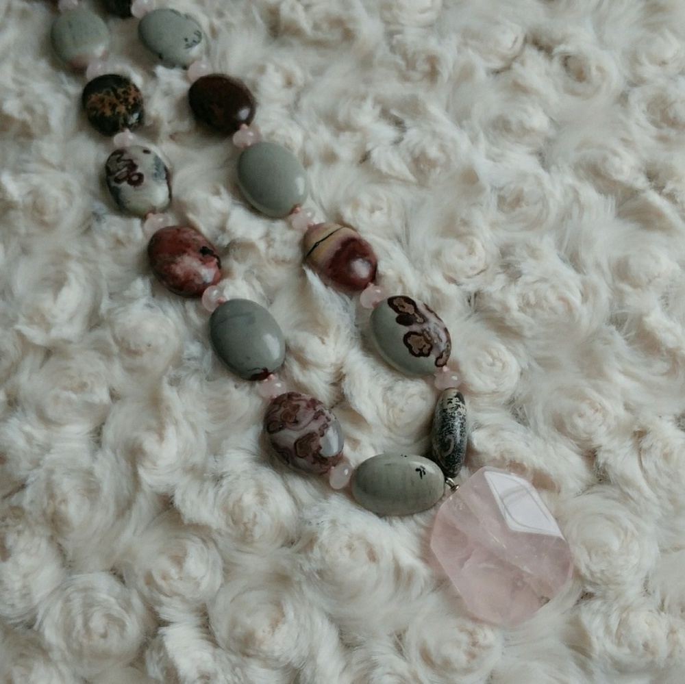 Nicoletta Jasper and Rose Quartz Necklace