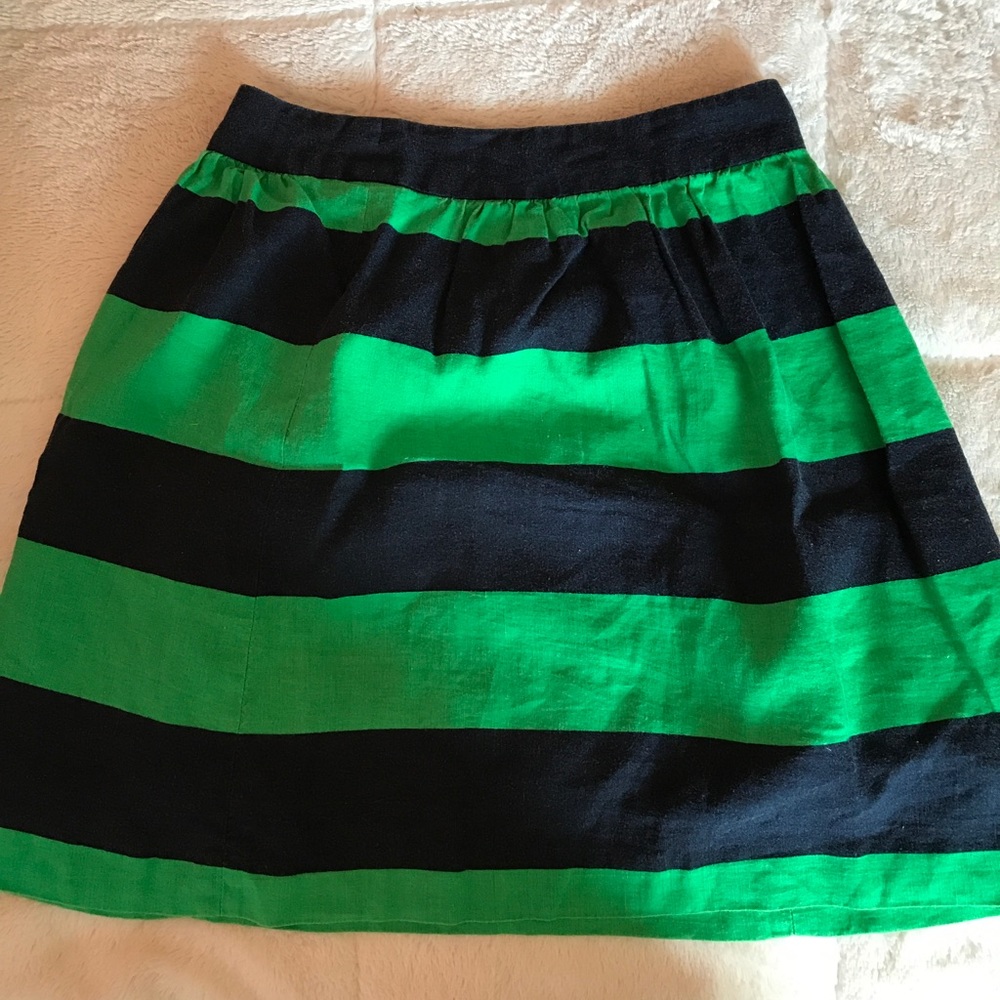 Navy Blue and Green Striped Skirt