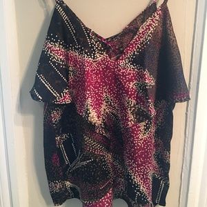 COLORFUL SPOTTED BLOUSE WITH SLIGHT RUFFLE