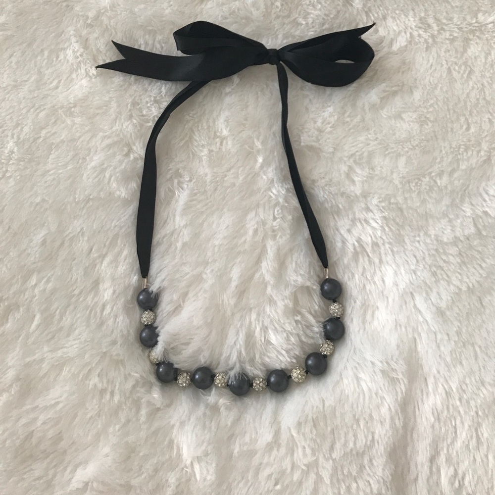 Beaded and Swarovski tie necklace